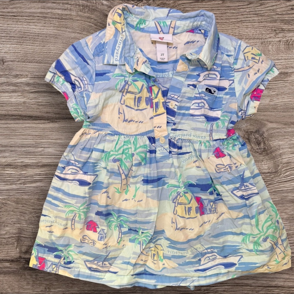 Vineyard Vines Kids Blue Printed Dress